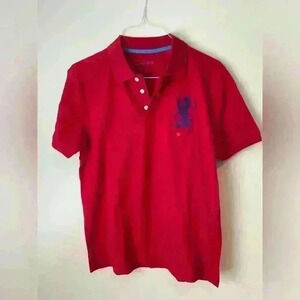 Giordano NWOT Polo Size Large Red with Purple Emblem and 10 on sleeve